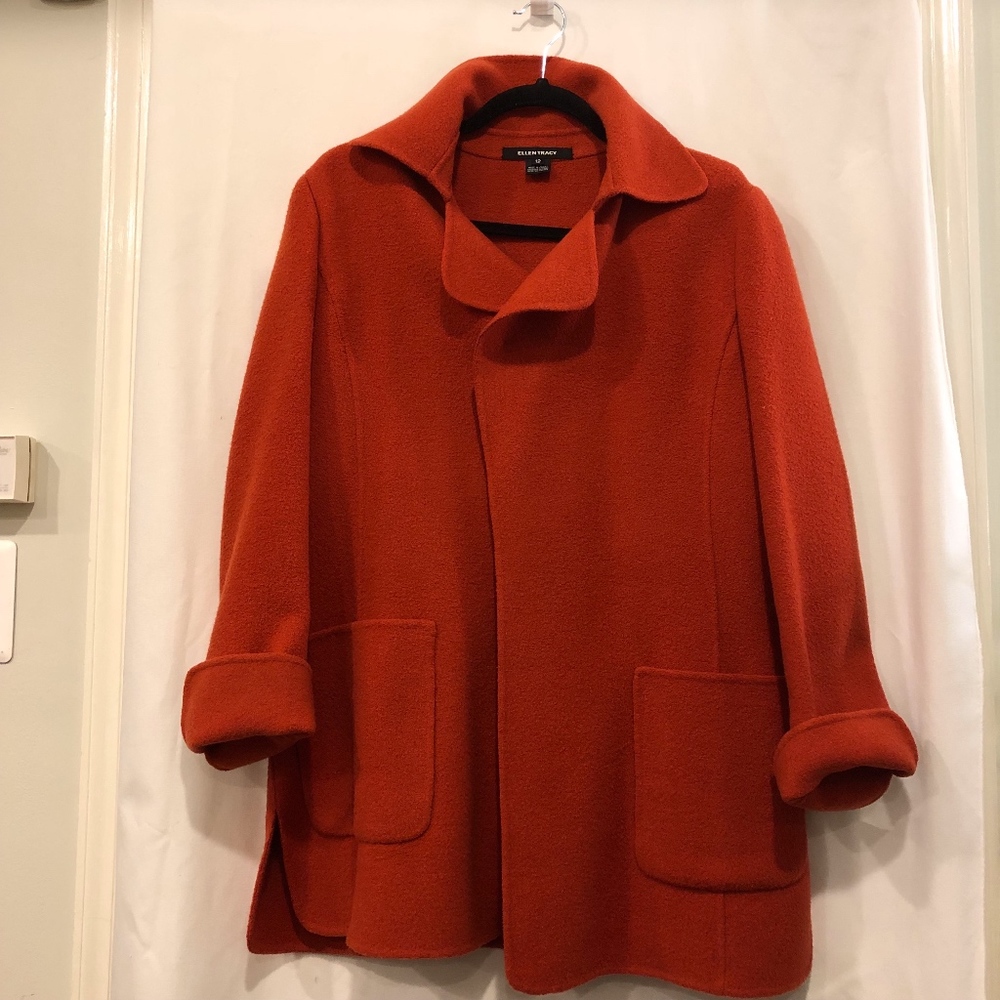 Ellen Tracy Unlined Boiled Wool Jacket